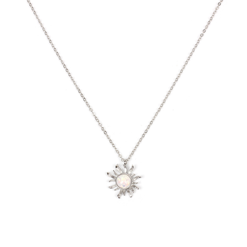 Perimade & Co. LLC - Wholesale Pendant/Charm Necklace - Dainty Sun Moon Opal Charm Layering Necklace in Solid Copper7