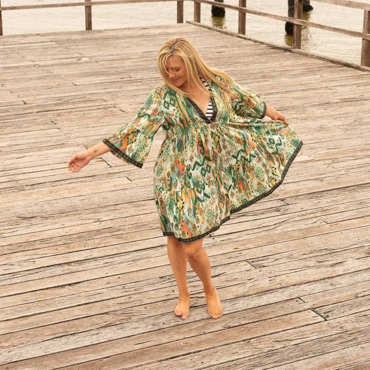 Boho-Eclectica - Venta al por mayor Vestido - Mujer - Vestido midi de algodón para mujer Coachella Queen, talla única