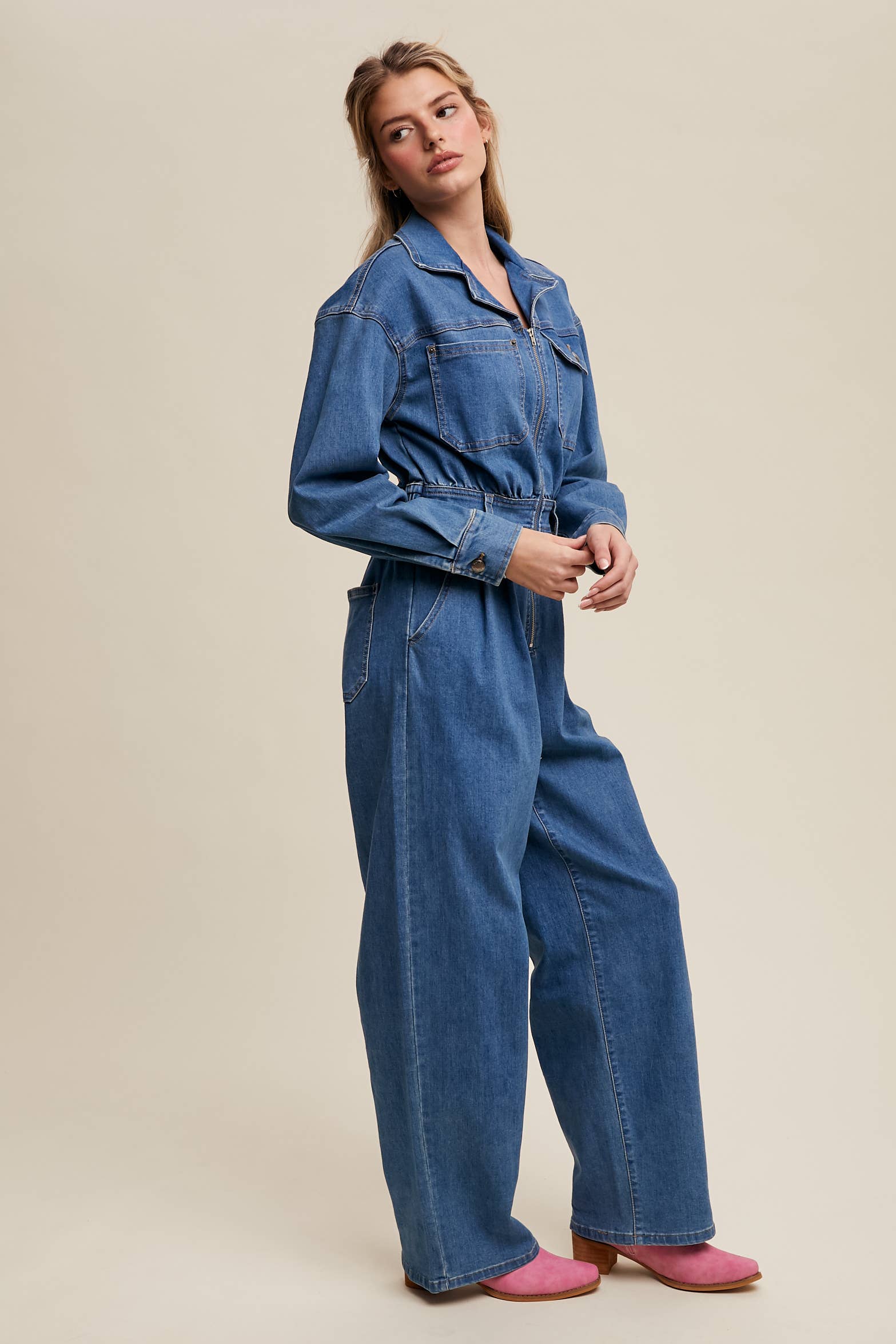 Denim Utility Jumpsuit for wholesale on Faire8