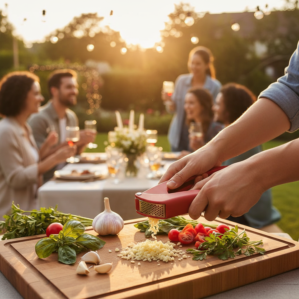 Kadra Kitchenware – Großhandel Küchengerät – Kuhn Rikon Knoblauchpresse Easy Clean, Rot, 18 cm2