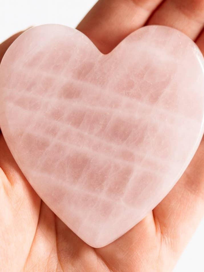 Rose Quartz Reiki Heart Gua Sha Facial Massage Stone for wholesale by Apothecary Co.