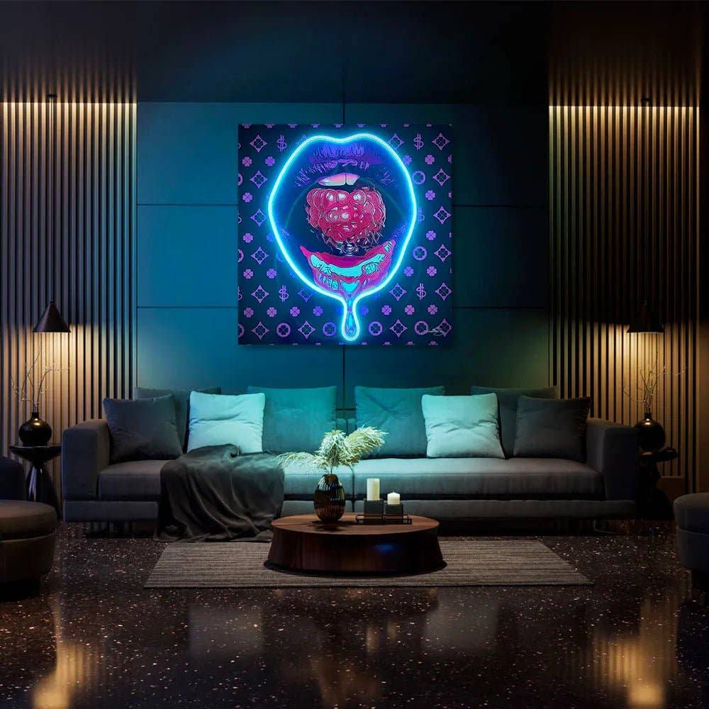 Blue Fruit Passion Lips v.1 | LED Wall Art for wholesale on Faire1