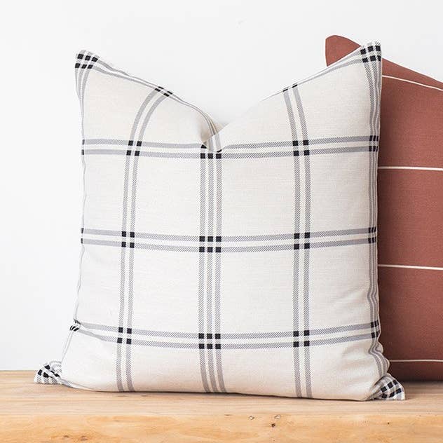 Capa de almofada Boho moderna, cinza, xadrez, 20" por atacado de Hofdeco