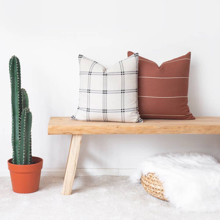 Hofdeco - Wholesale Throw Pillow Cover - Modern Boho Throw Pillow Cover, Gray, Plaid, 20"