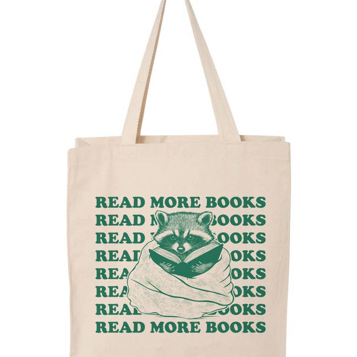 DaisyChainDesignCo - Wholesale Tote Bag - Women's - Raccoon Read More Books Canvas Tote Bag1