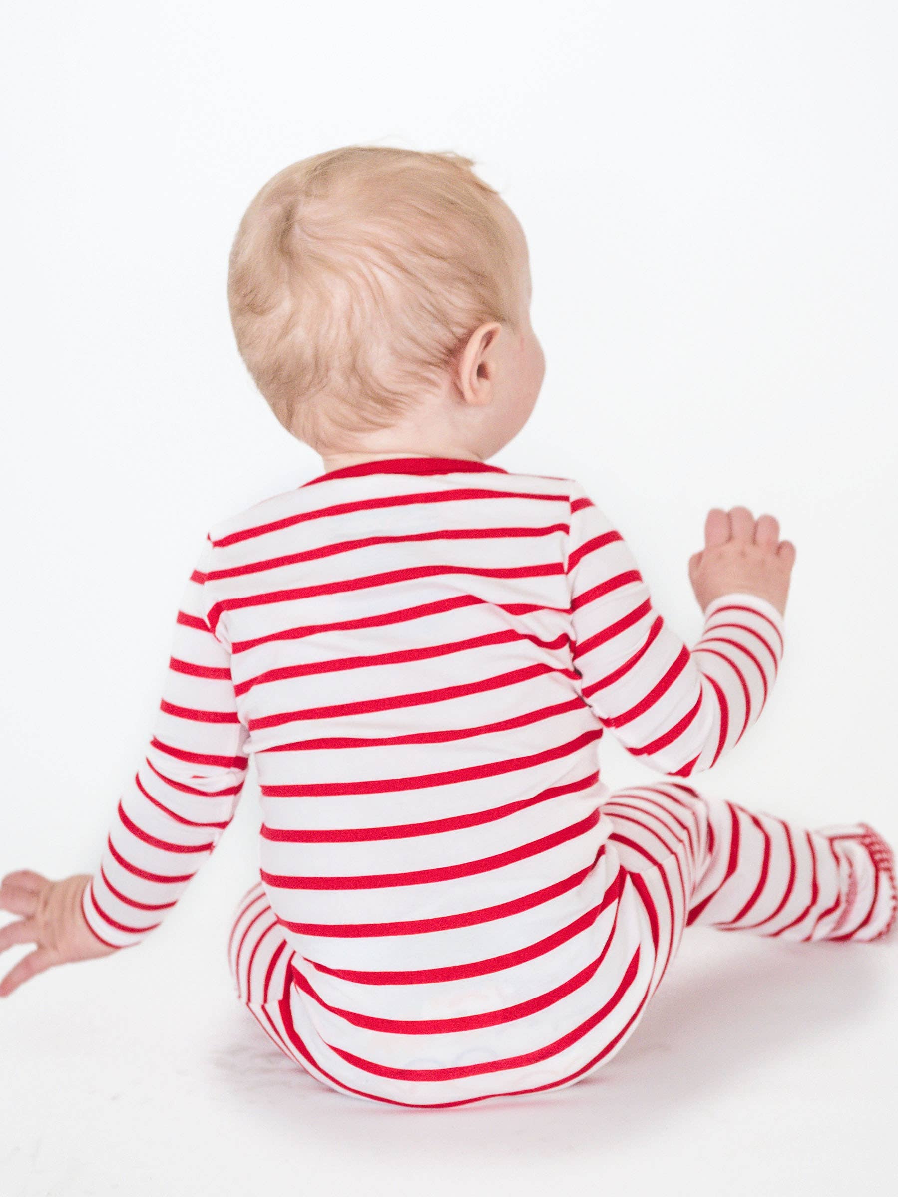 SoftSnooze™ Baby Boys Cotton Modal Red & White Stripe Footed One Piece Pajama for wholesale on Faire4