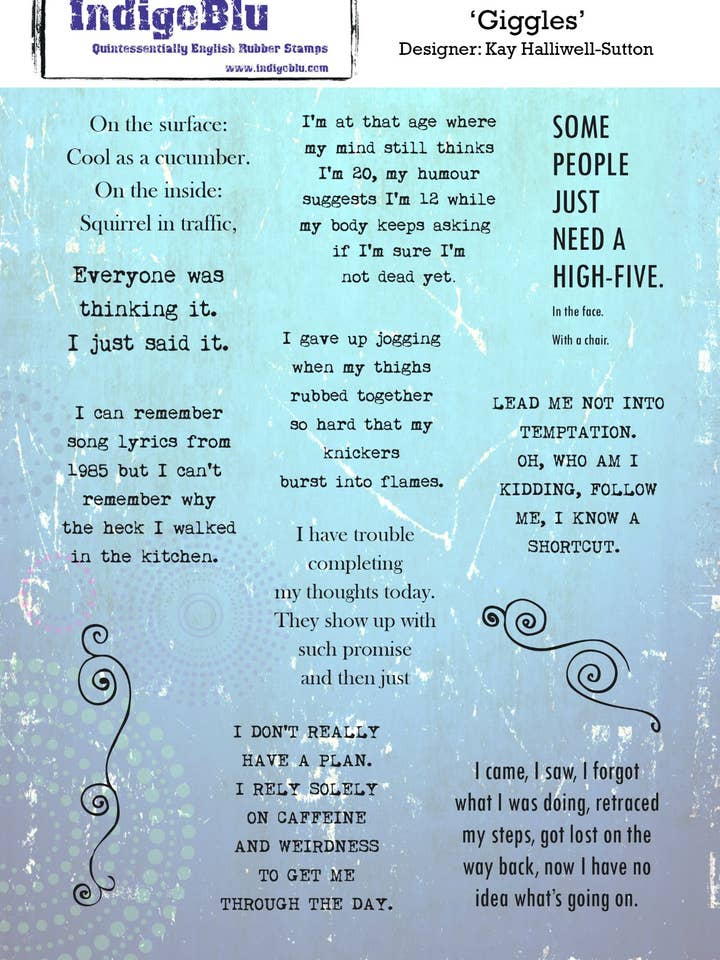 Tampon en caoutchouc rouge Giggles A5 pour la vente par IndigoBlu