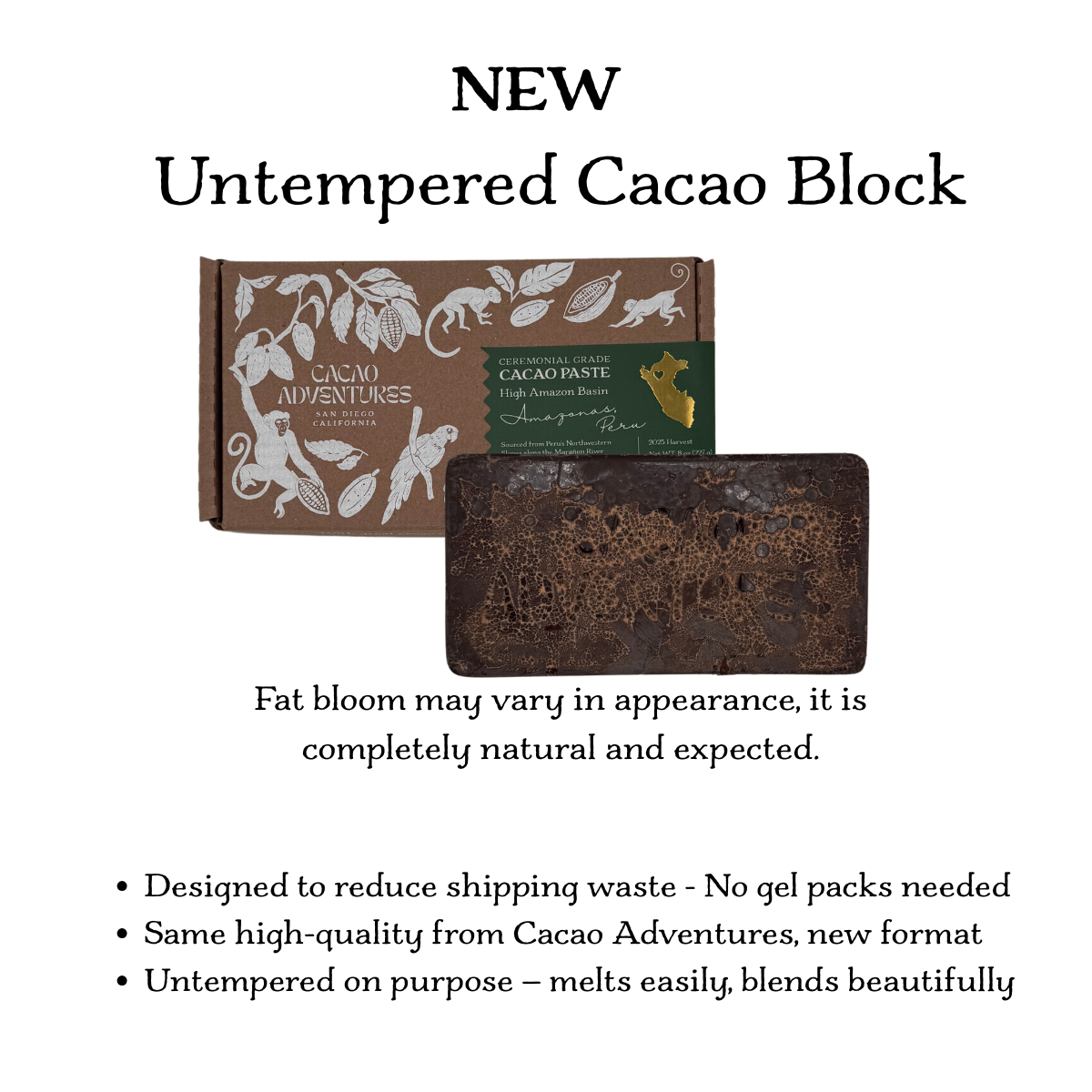 Cacao Adventures - Vente Barre chocolatée - Bloc du Haut-Bassin Amazonien (Non Tempéré) - 8 oz4