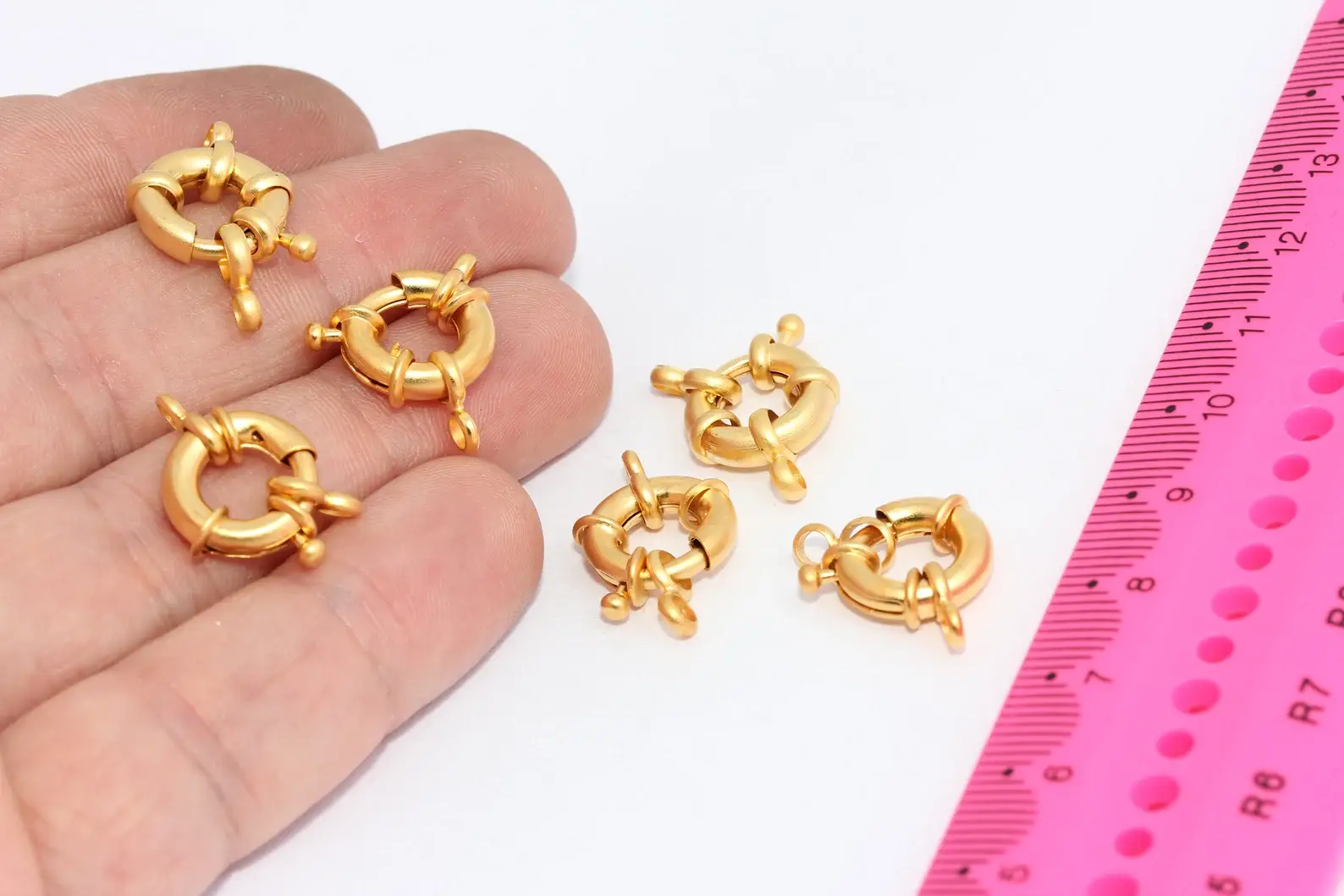 QueenJewelryM - Wholesale Clasp - 13mm 24k Matt Gold Spring Clasp, Strong Clasps, MTE11040