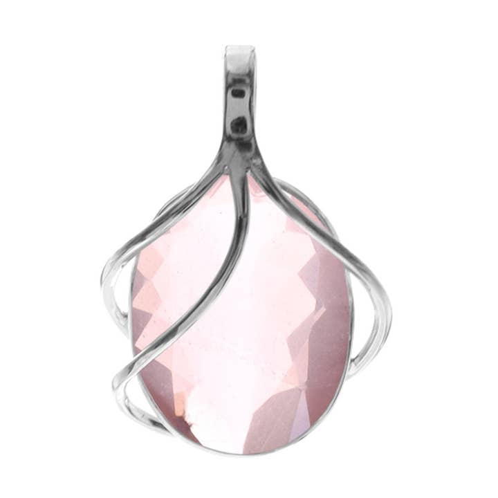 Ciondolo triplo in quarzo rosa viola (grande) per la vendita all'ingrosso da parte di Kali Ma Designs - Sterling Silver Jewellery