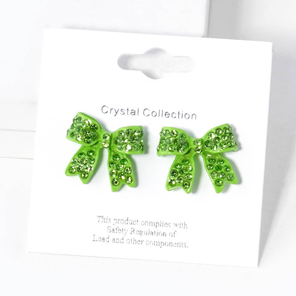 Sensibling Corp. - Wholesale Stud/Post Earrings - Crystal Rhinestone Pave Bow Stud Earrings
12