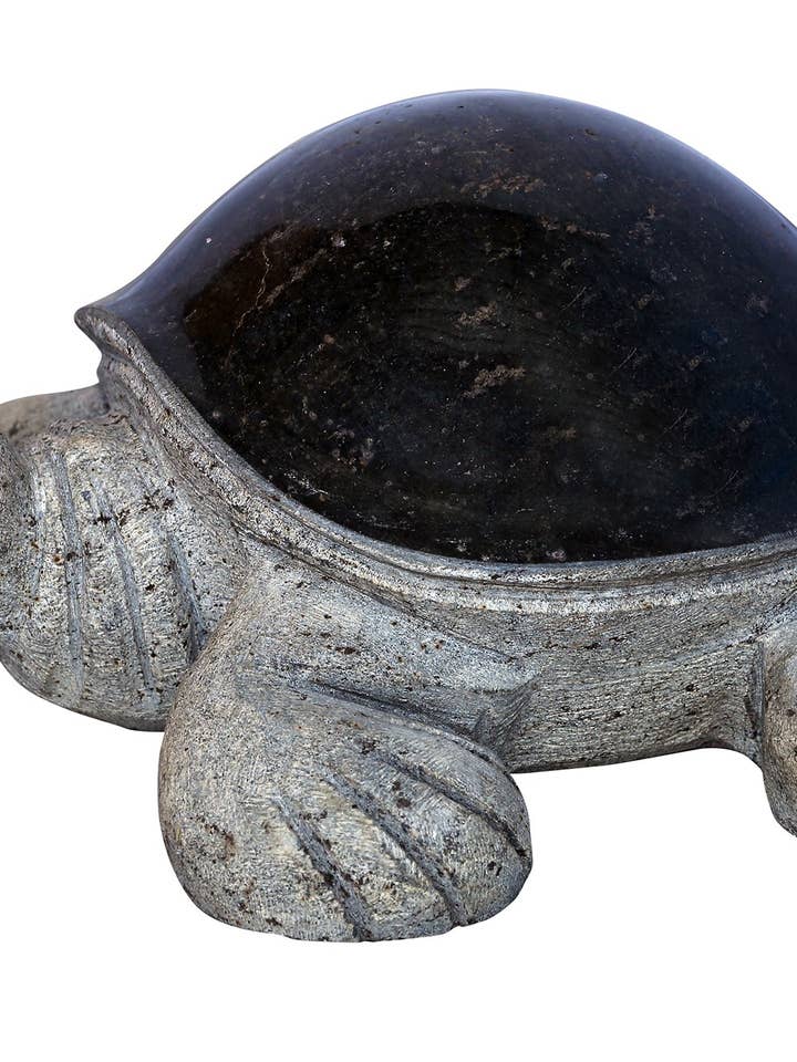 Tortue de 12 pouces avec dos noir | Fait à la main | Pierre de granit dur pour la vente par Exotic India Art