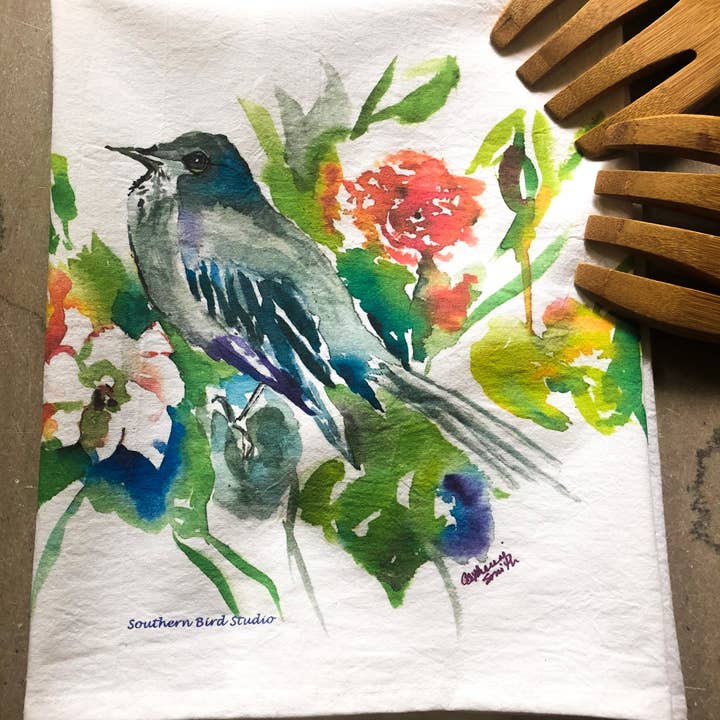 Southern Bird Studio - Wholesale Tea Towel - Mockingbird Tea Towel0