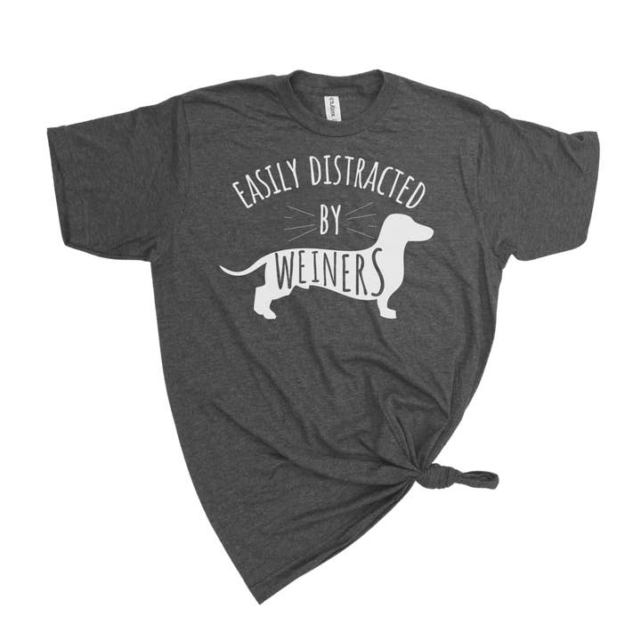 dkhandmade - Wholesale Screen Printed T-Shirt - Unisex - EASILY DISTRACTED BY WIENERS T-SHIRT