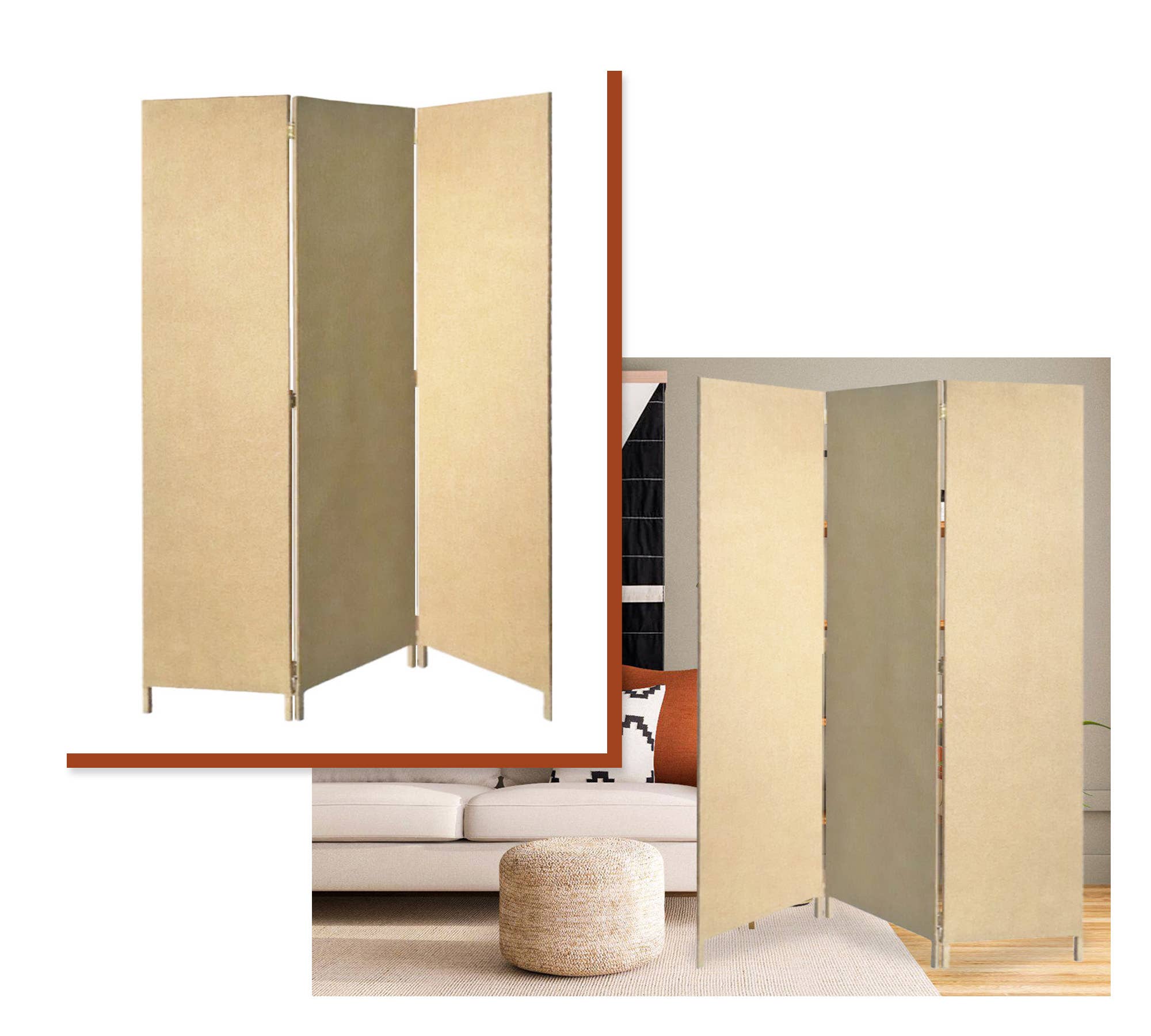 Screen Gems - Wholesale Room Divider - Soho Screen Gems 3 Panel Beige Fabric Room Divider2