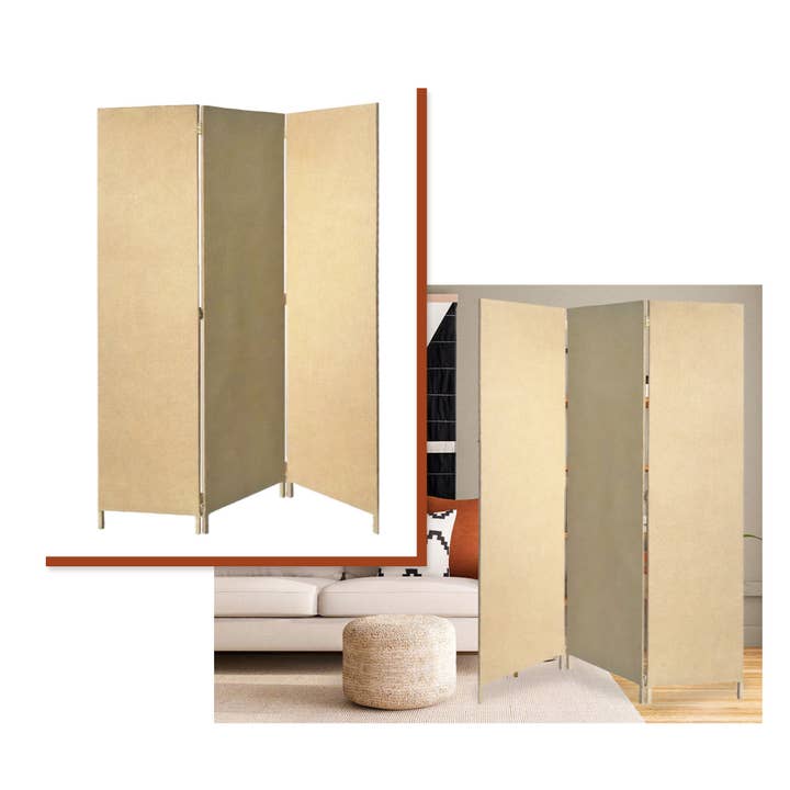 Screen Gems - Wholesale Room Divider - Soho Screen Gems 3 Panel Beige Fabric Room Divider2