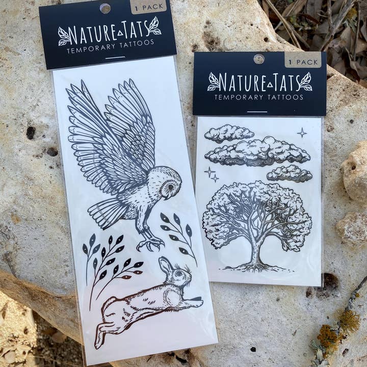 NatureTats - Wholesale Temporary Tattoo - Owl & Rabbit Temporary Tattoo1