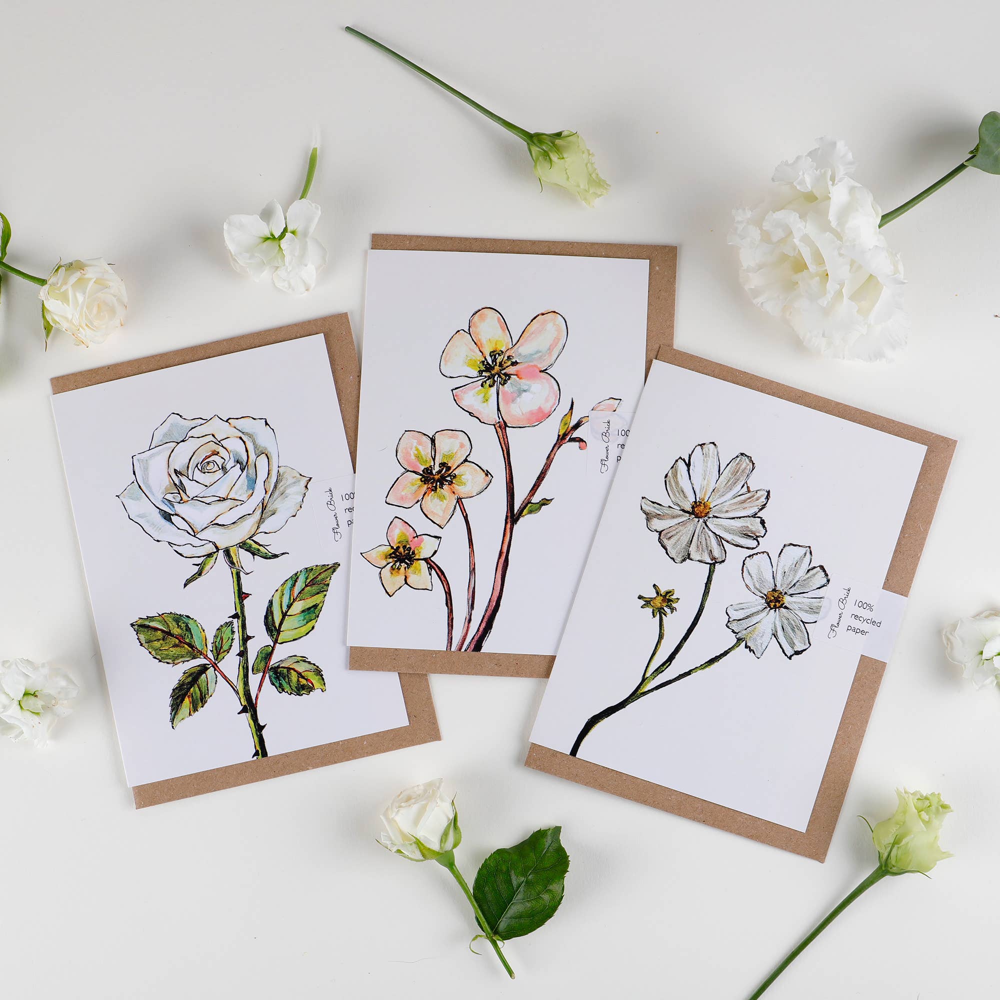 Flower Brick - Wholesale Everyday Greeting Card - A6 100% Recycled "White Cosmos" Greeting Card2