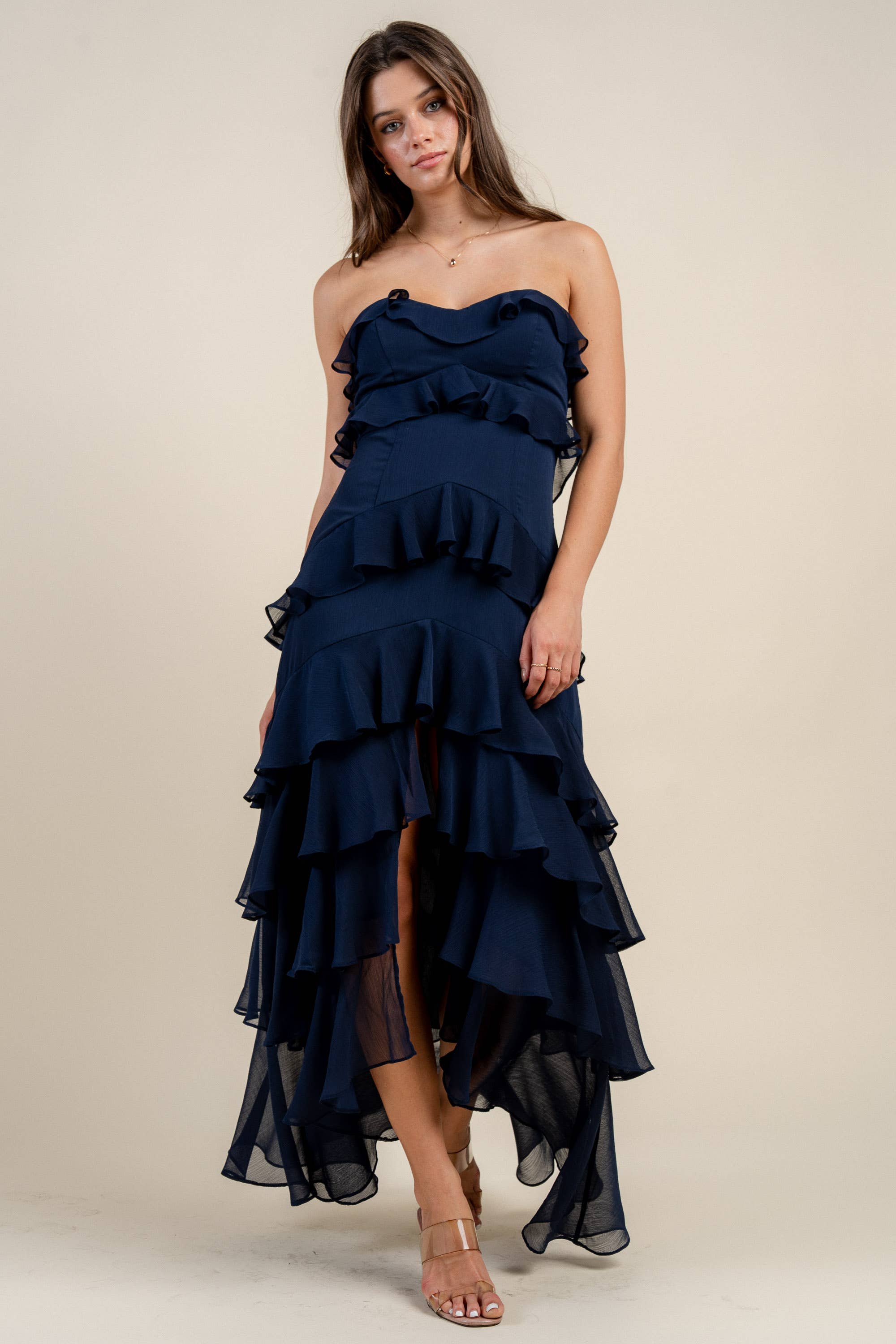 BEIVY & COLLABO – wholesale Klänning - Dam – BD12806K / YORYU CHIFFONG VOLANGLAGER MAXIKLÄNNING7