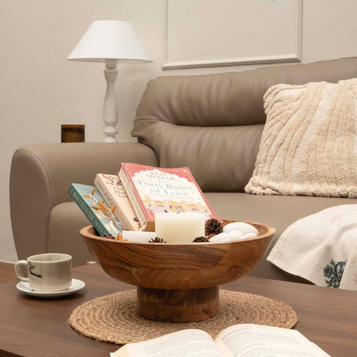 LuxeDesigns Co LLC - Wholesale Decorative Plate/Dish/Bowl - Wooden Footed Bowl by Luxe Designs – Handcrafted Decorative Fruit Bowl with Elegant Footed Base for Dining, Serving, and Home Décor – Perfect for Fruits, Snacks, and Centerpiece Display10