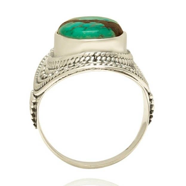 Minerale ring 10*14mm - gerhodineerd zilver - 16 voor wholesale door Buganto