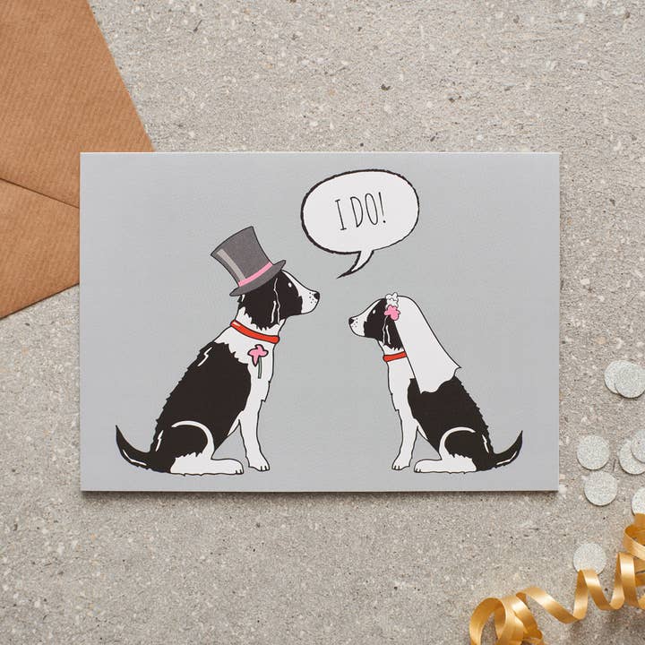 Wedding Card - Springer Spaniel (Black & White) for wholesale by Sweet William Designs