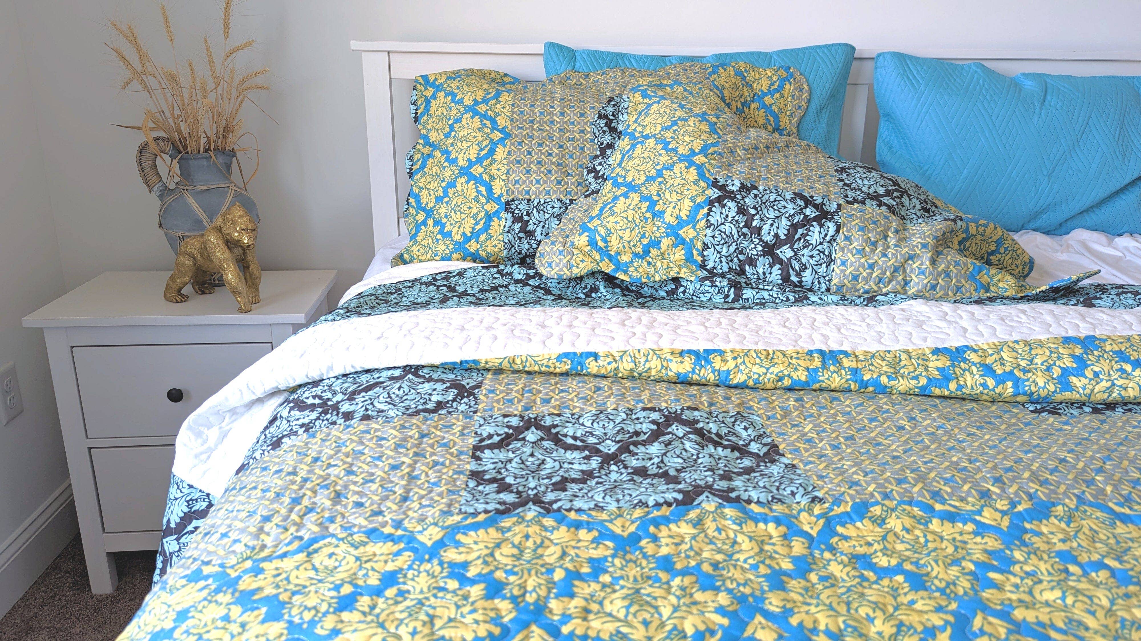 Tache Home Fashion - Wholesale Bedding Set - Tache Teal Turquoise Scalloped Reversible Bedspread Queen3
