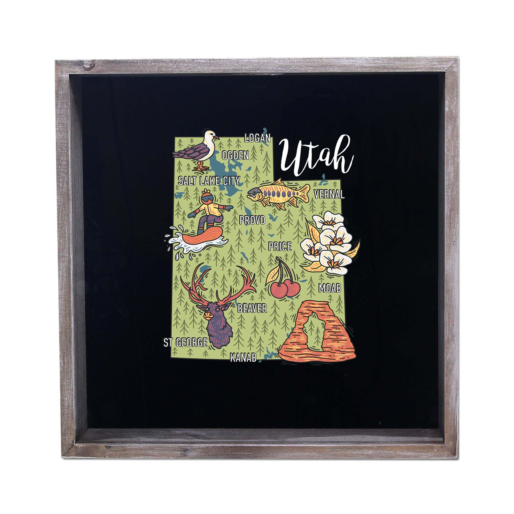 Torched Products - Wholesale Sign - State Map Design Shadow Box - Gray41