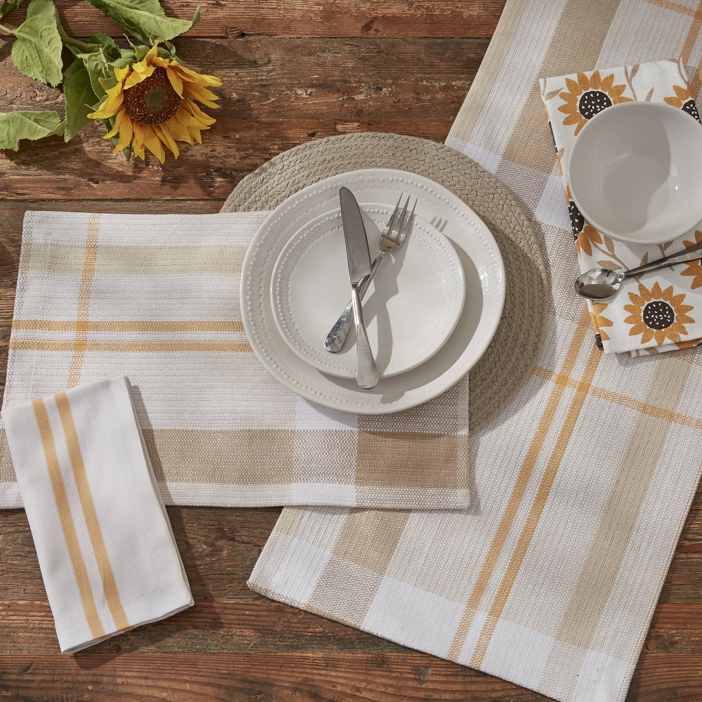 Split P – wholesale Dinner & cloth napkin – Sunflower Plaid Napkin1
