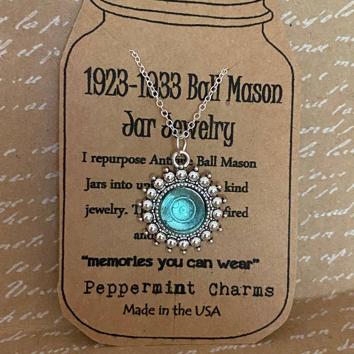 Antique Ball jar round dot silver pendant sterling silver for wholesale by Peppermint Charms