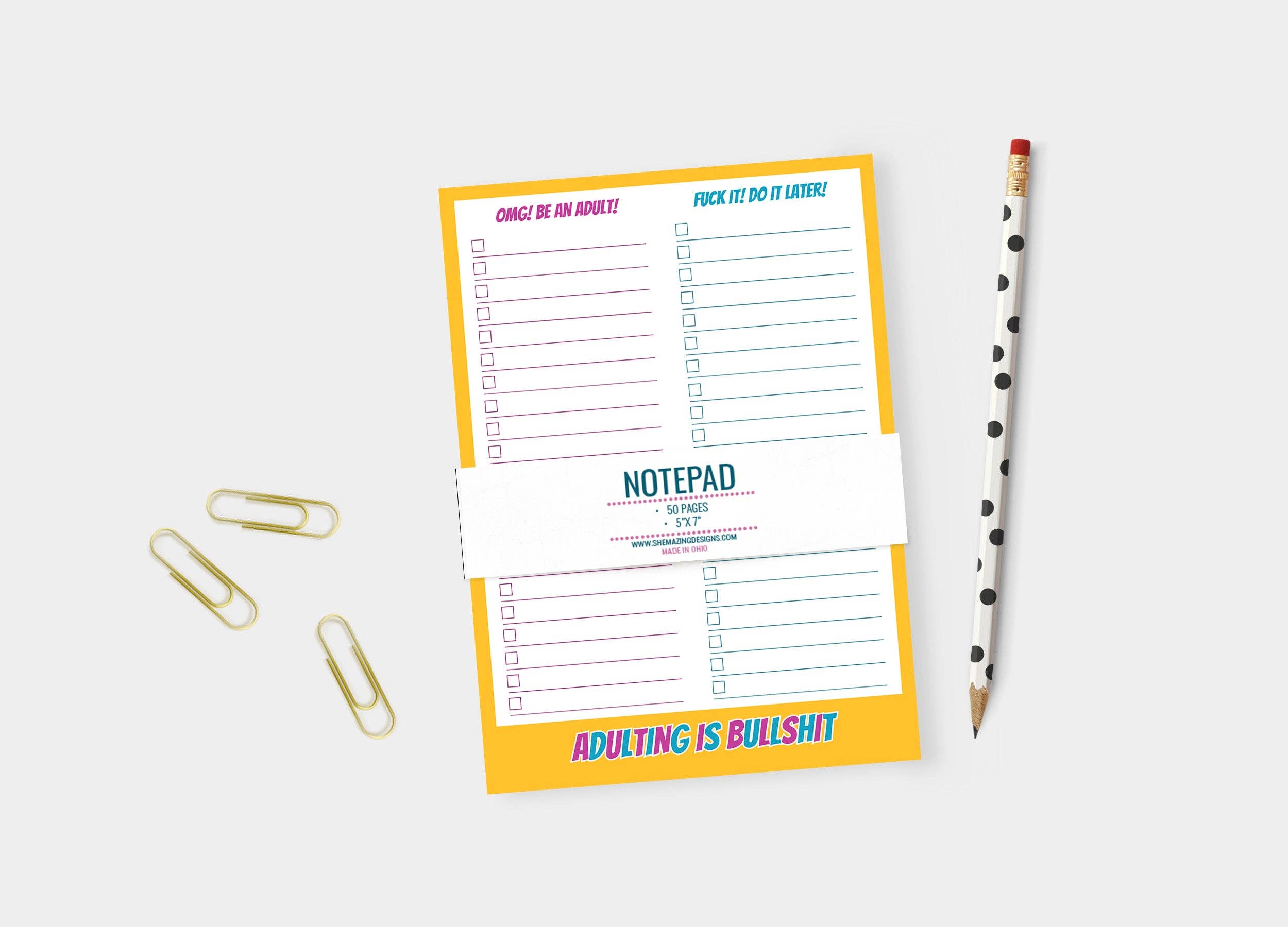 Shemazing Designs - Wholesale Notepad - Funny Notepad / Adulting is Bullshit / swear sarcastic snark1