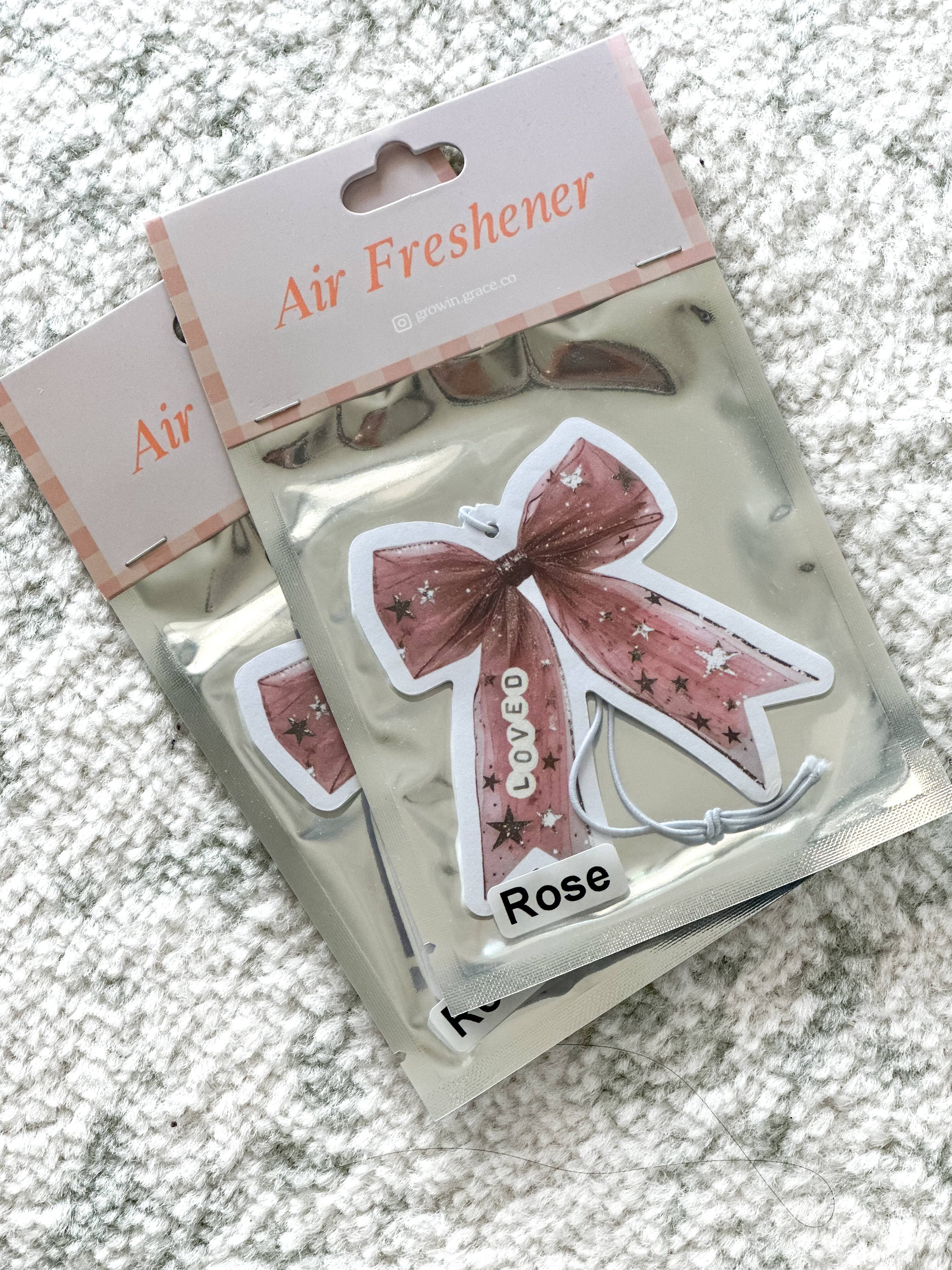 Grow in Grace - Wholesale Air Freshener - Pink Bow Car Air Freshener,"Loved "Christian Gift 3