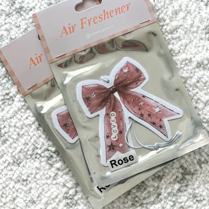 Grow in Grace - Wholesale Air Freshener - Pink Bow Car Air Freshener,"Loved "Christian Gift 3