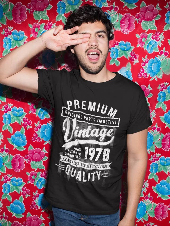 ULTRABASIC - T-shirt graphique pour anniversaire 1978 Aged to Perfection pour homme pour la vente par ULTRABASIC