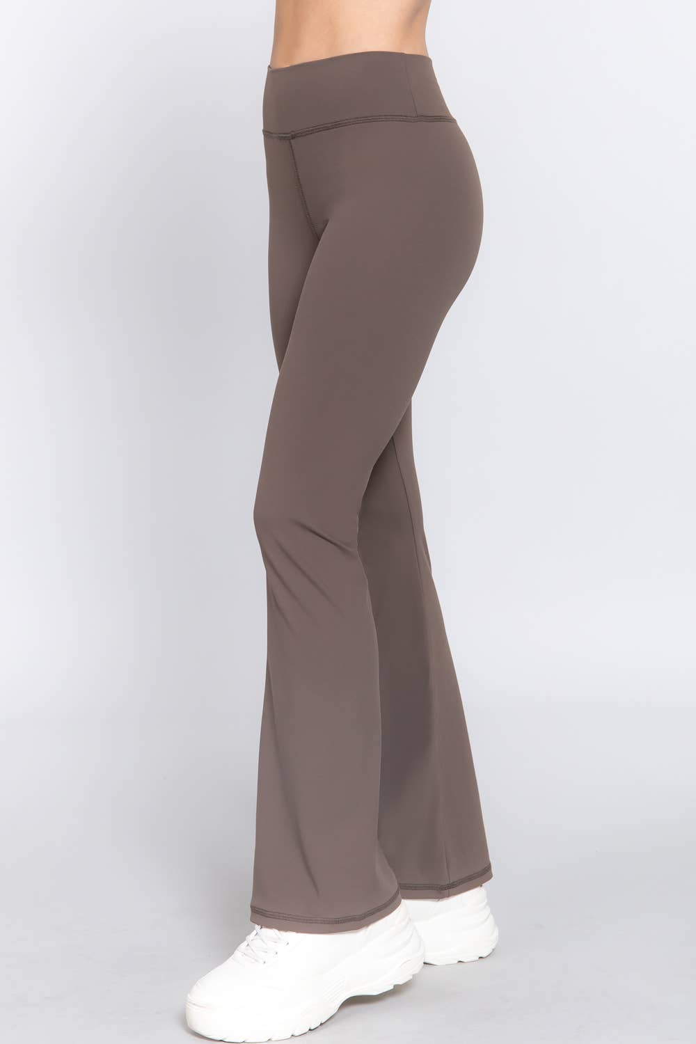 Active Basic | Active USA - Wholesale Athletic Pants - Women's - Waist Band Flare Stretch Workout Long Pants22