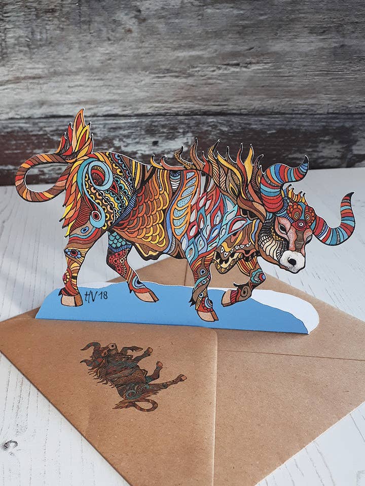 Taurus Zodiac Birthday Card for wholesale by Heidi Vilkman