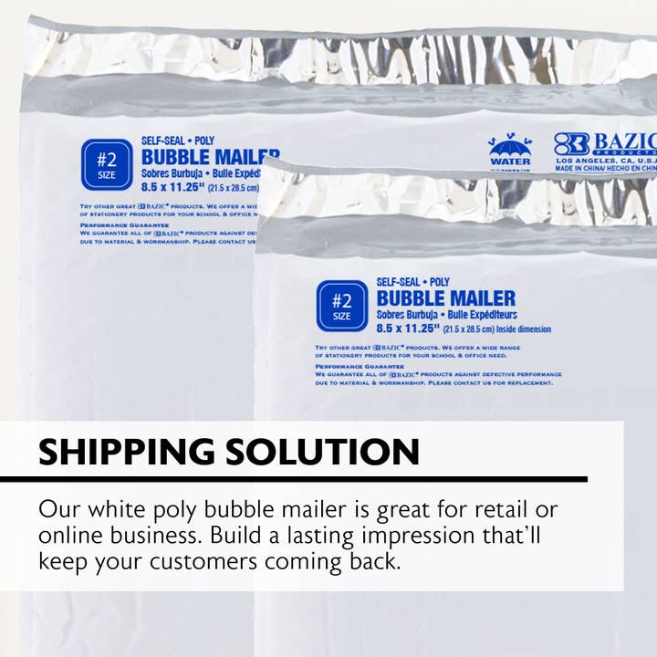 BAZIC Products - Wholesale Envelopes - Poly Bubble Mailer (#2) 8.5" x 11.25" (3/Pack)4