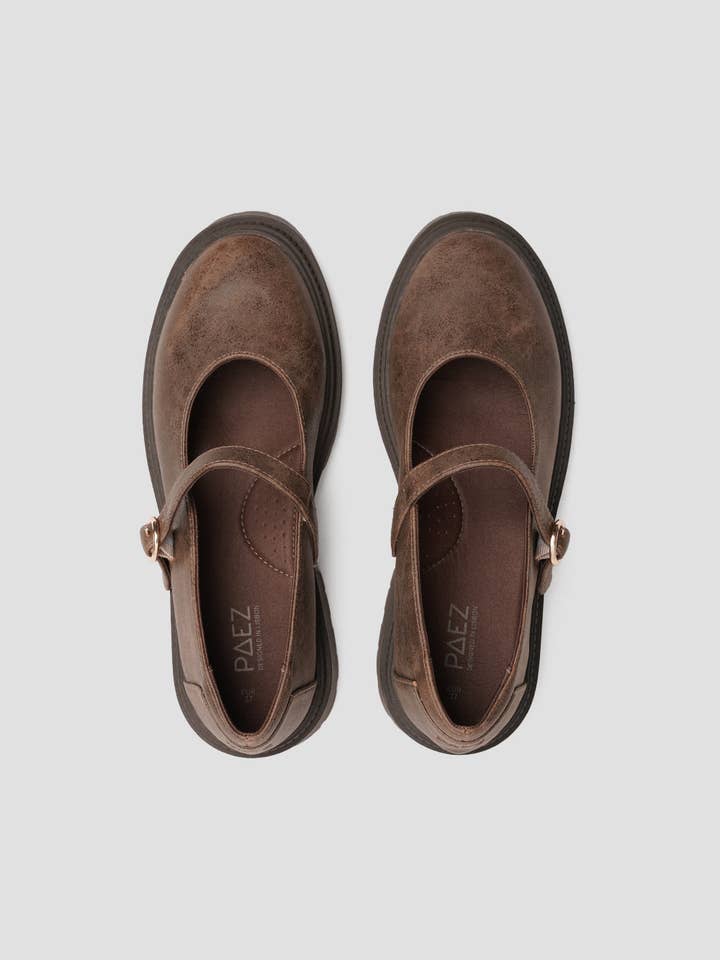 Paez - Wholesale Flats - Women's - PLATFORM GUM MARY JANE MICROFIBER NAPA ESPRESSO6