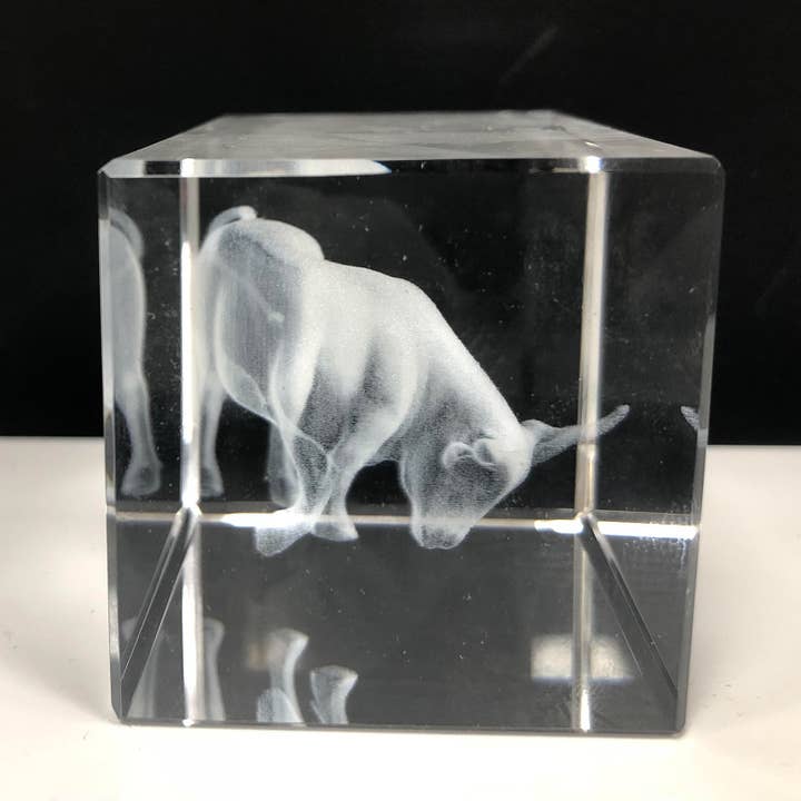Ancient Wisdom - Wholesale Decorative Tabletop Object - Laser Crystal - Bull1