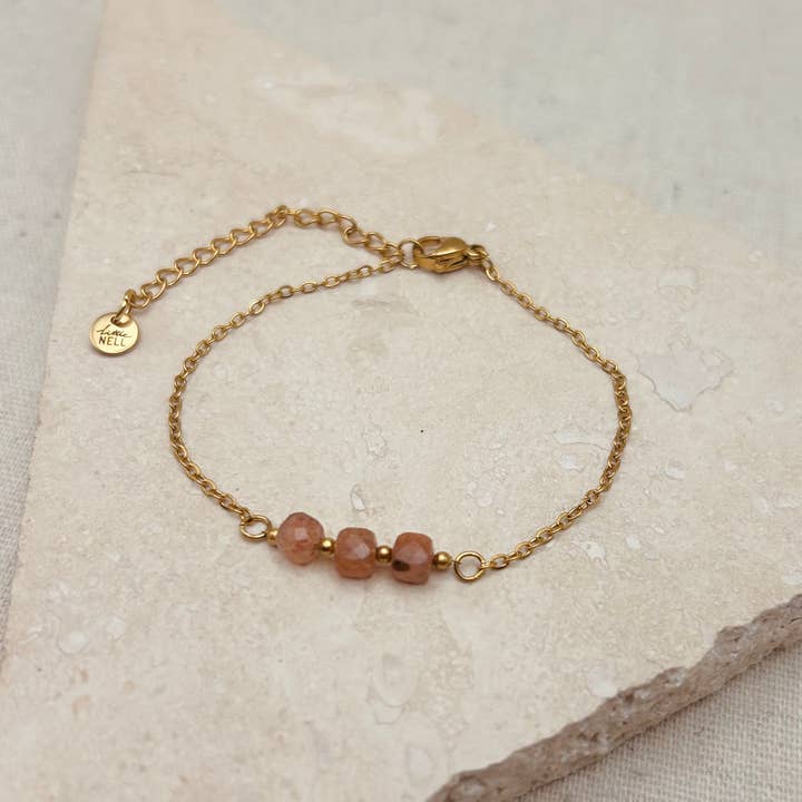 Everyday Cherry Agate Trio Bead Bracelet for wholesale by Little Nell Jewellery