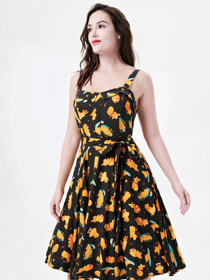 Black Multi 253121 | Kyla | Soysilk Fit & Flare Dress With Pockets for wholesale on Faire0