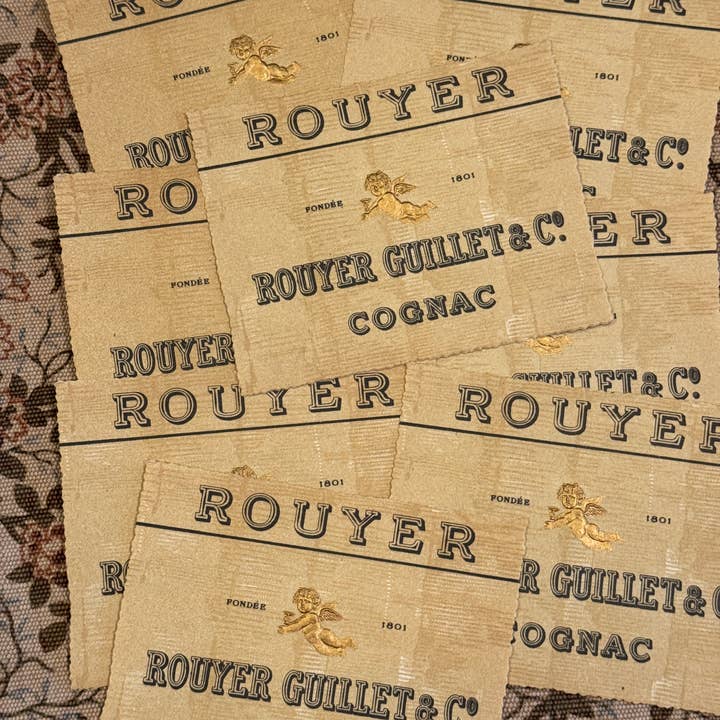 Étiquettes de cognac RARES anciennes françaises ROUYER GUILLET & Co pour la vente par Monahan Papers