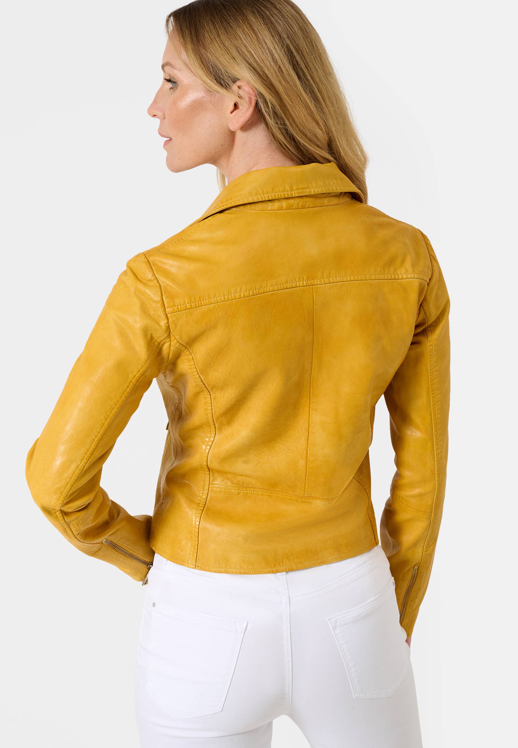 Ricano - Venta al por mayor Chaqueta de cuero - Mujer - Chaqueta biker de cuero de cordero para mujer Antonia con cuello de solapa12