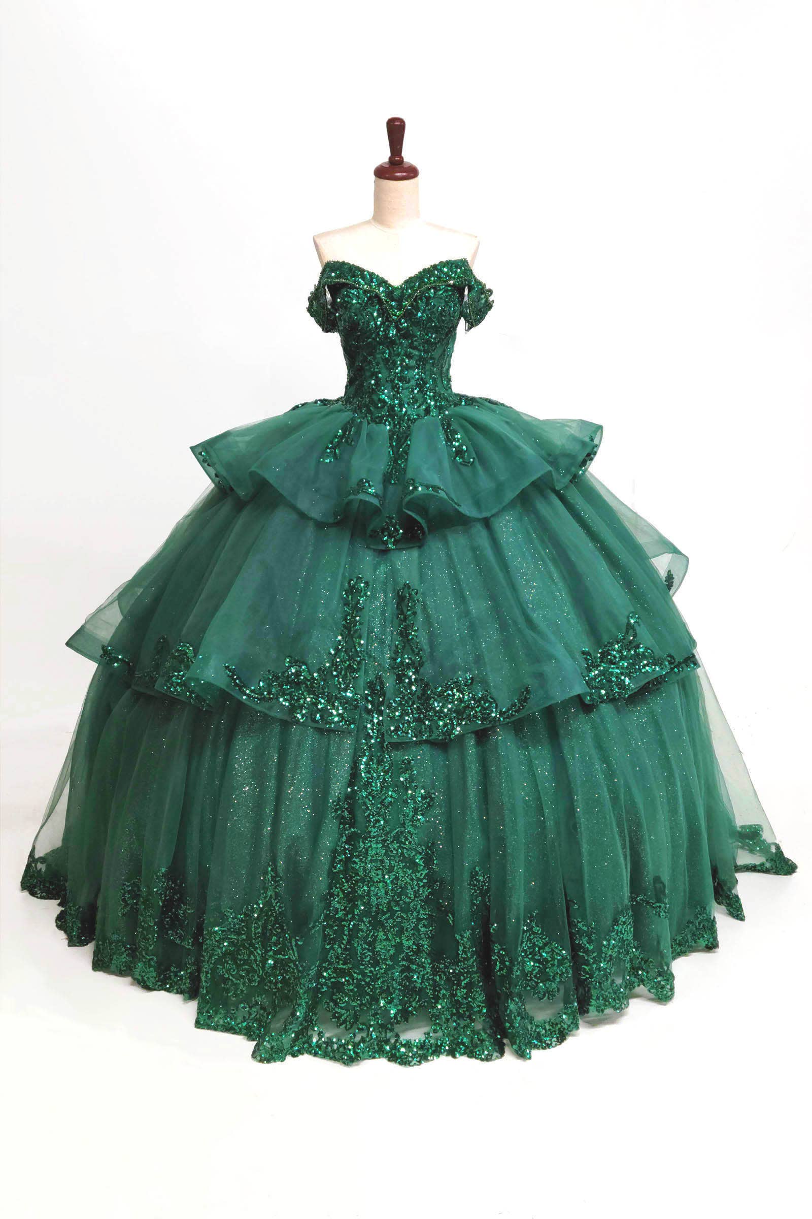 Chicas - Wholesale Dress - Women's - Multilayered Quince Dress With Bow and Sequins CHF3063