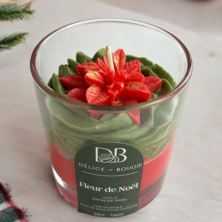 Bougie chantilly | Fleur de Noël pour la vente par Delice de Bougie