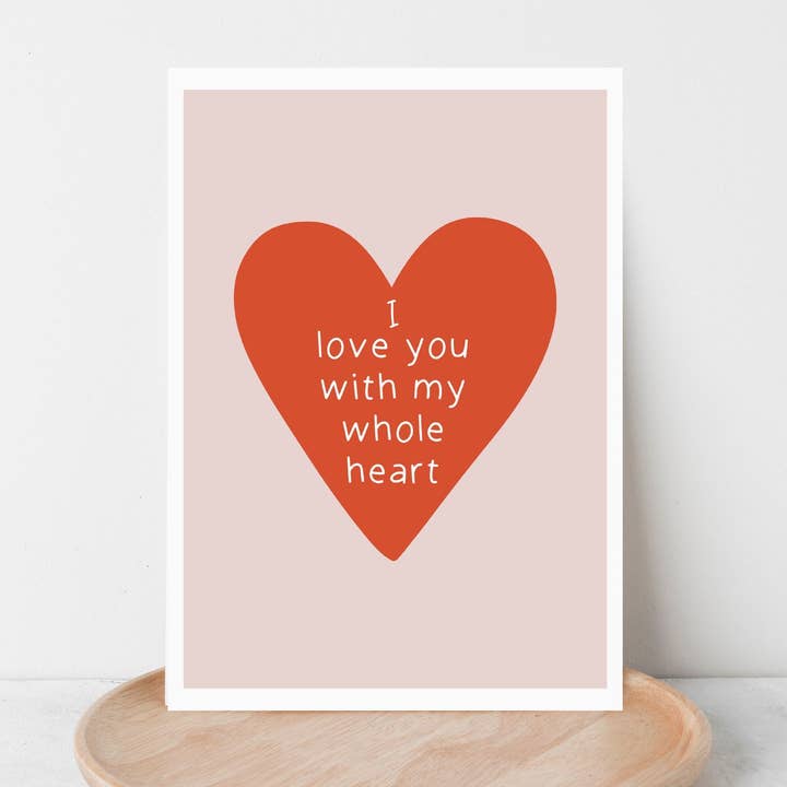 Jeg elsker dig med hele mit hjerte lykønskningskort for engroshandel hos Leave My Mark Designs