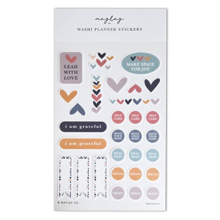 Heartwood Washi Planner Sticker Sheet for wholesale by Maylay Co.