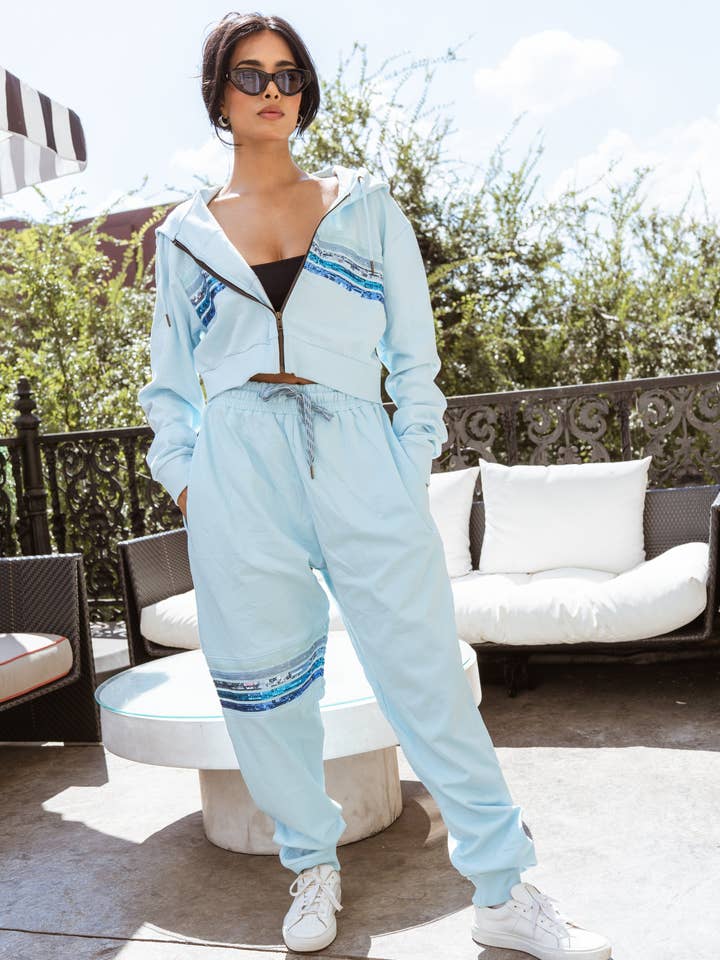 Echo Sequin Leg Stripe Joggers för wholesale av Magic Collective