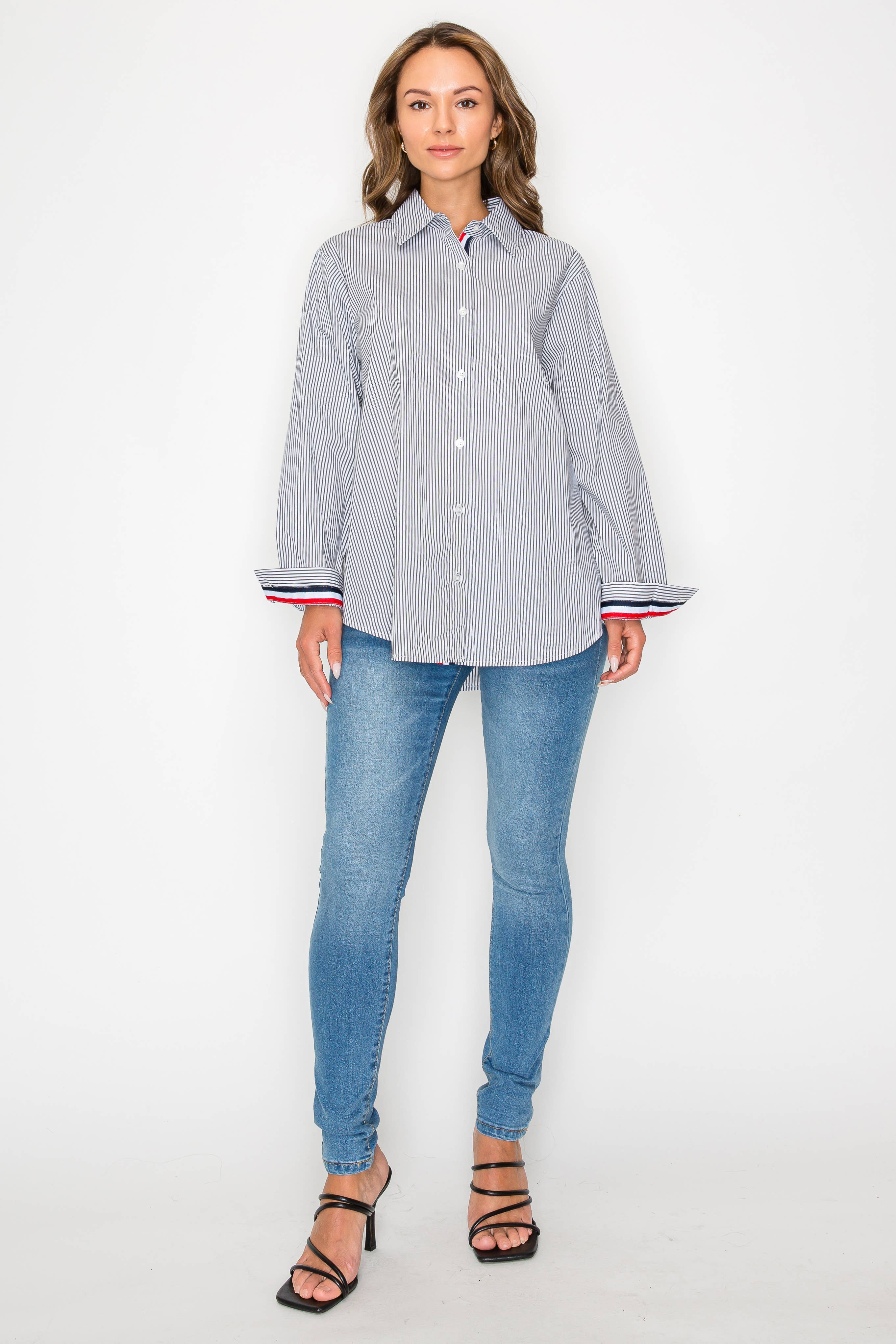 Joh Apparel – wholesale Blouse – Women’s – Jasmine Cotton Pinstripe Shirt20