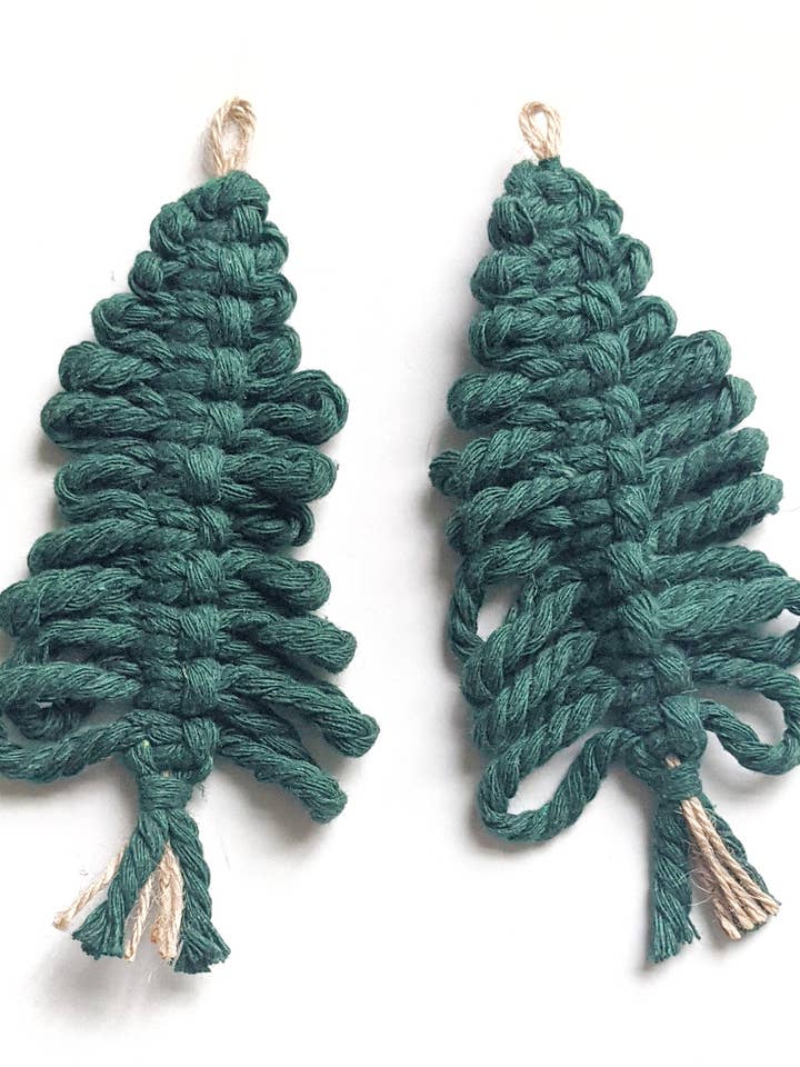 Macrame Christmas Tree Ornament for wholesale by String Theories Fiber Design